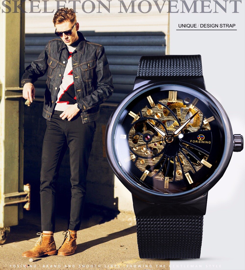 Forsining Luxe Dunne Case Unisex Waterdicht Heren Samll Wijzerplaat Horloges Top Luxe Mechanische Skelet Horloges