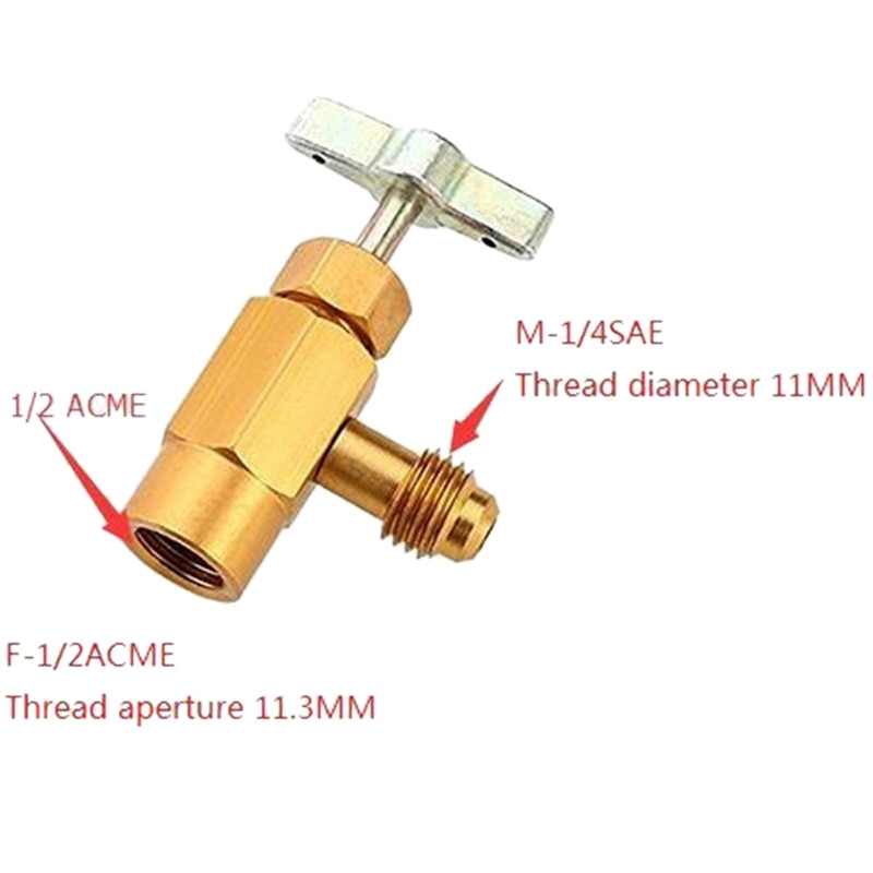 1/4 Sae M14 Thread Adapter R-134A Automotive Air Conditioner Refrigerant Can Dispensing Bottle Tap Opener Valve