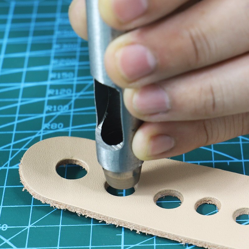 Leather Punch Tool Set Leather Hole Craft Kit Hollow Drilling Puncher Belt Punching Helper DIY Leather Craftwork Accessories