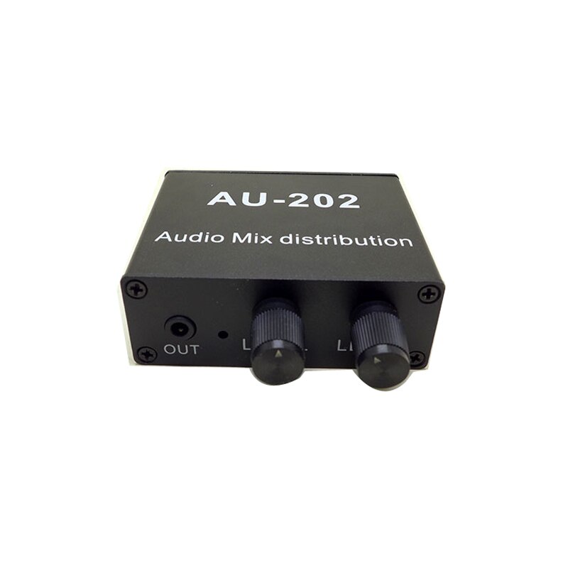 Stereo Audio Mixer Two IN Two Sound Source Volume Control For Headphone POWER Amplifiers Power AMP 2 Way Input Output: with shell
