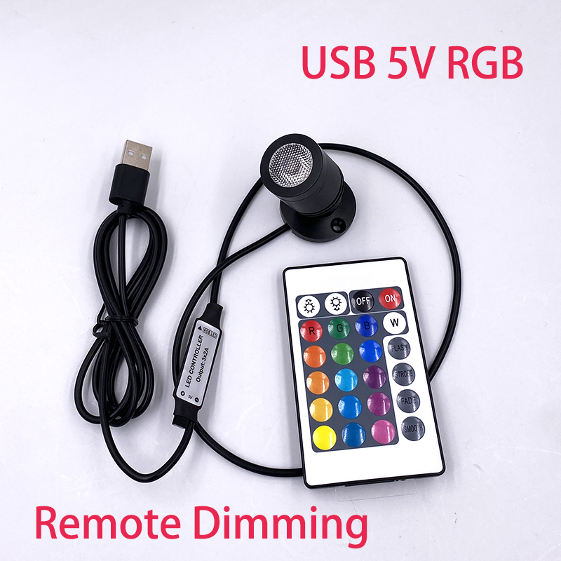 Mini foco Led Rgb Usb de 5V, 1W, 3W, armario montado en superficie, escaparate, mostrador, lámpara de joyería, Mini foco de techo de ángulo giratorio: L / Azul / 1 W