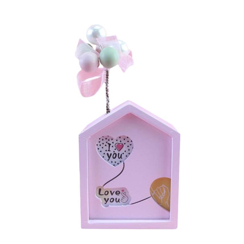 Rotating Wooden Music Box Home Bedroom Room Decoration Ornaments: Pink