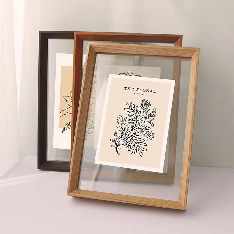 Cadre photo mural flottant en bois massif, cadre photo de bureau, acrylique transparent, photos, coutumes, affiches