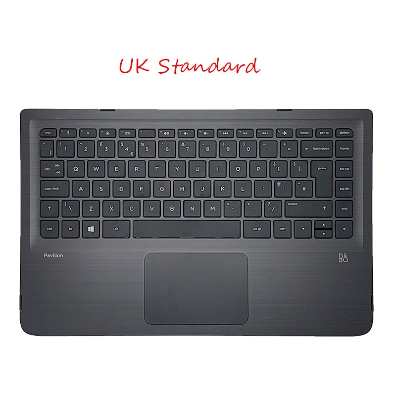 Uk/Us Keyboard Laptop Hoofdletters Palmrest Met Touchpad Voor Hp Pavilion X360 13-S 13-S020NR 13-S000 P/N 809829-001: UK Keyboard