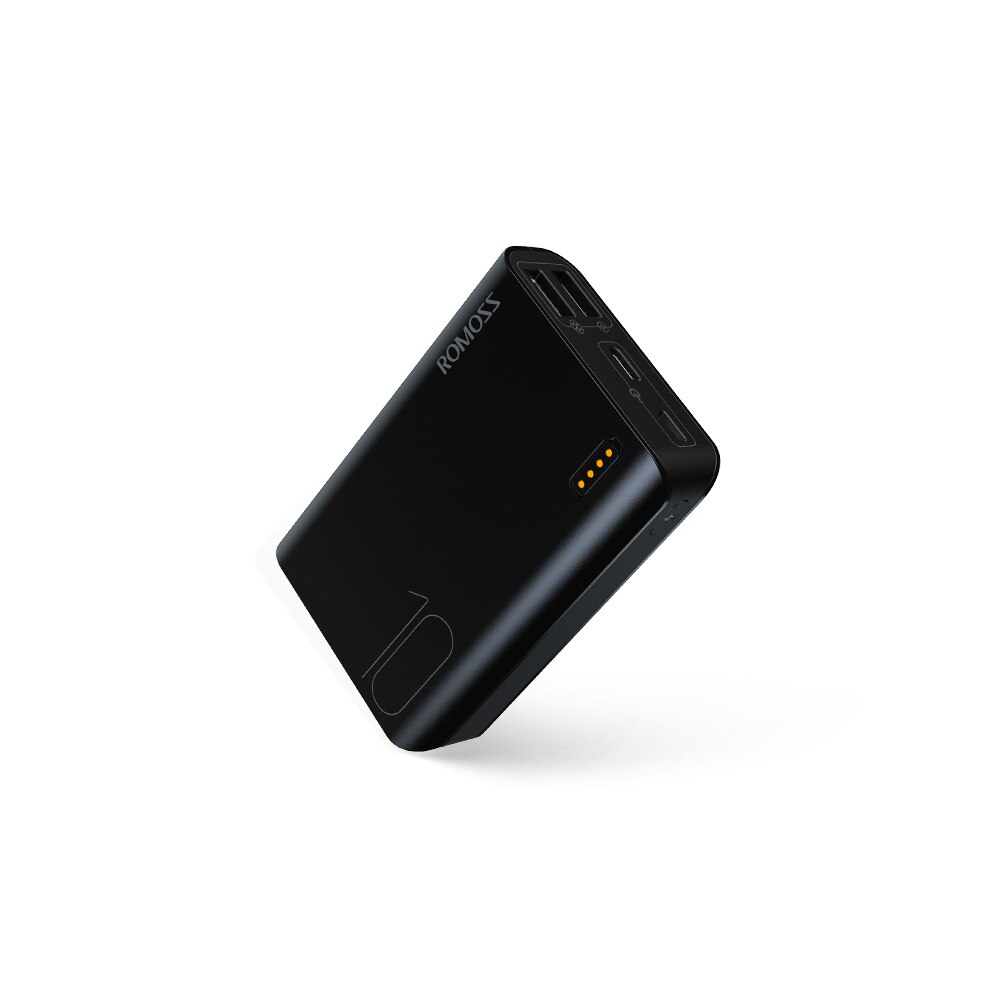 ROMOSS Sense4mini Mini 10000mAh Power Bank Portable Powerbank 10000 mAh External Battery Charger For iPhone Xiaomi Huawei: Black