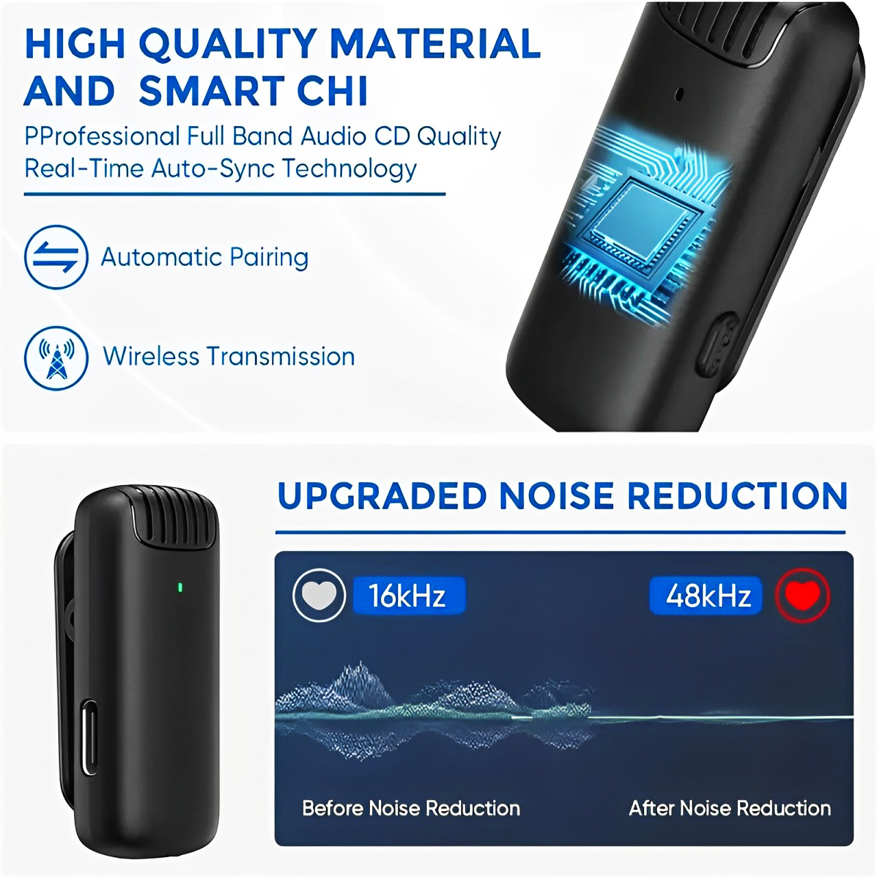 J13 Wireless Lavalier Microphone Charging Case Mic Portable Audio Video Recording for iPhone Android Notebook Live Gaming Mic