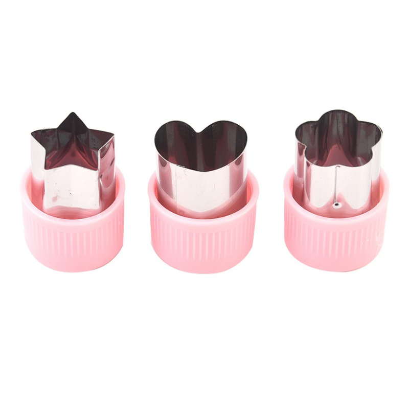 Coupe-légumes en forme d'étoile et de cœur, manche en plastique, outils de cuisine portables, matrice de coupe de fruits en acier inoxydable, Gadgets de cuisine 3 pièces: jaune clair