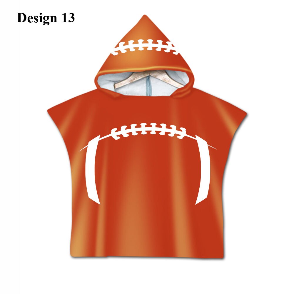 Novelty Sport American Football Rugby Baby Kids Kinderen Hooded Handdoek Zwembad Zwemmen Bad Strand Poncho Handdoek Cape: Design 13