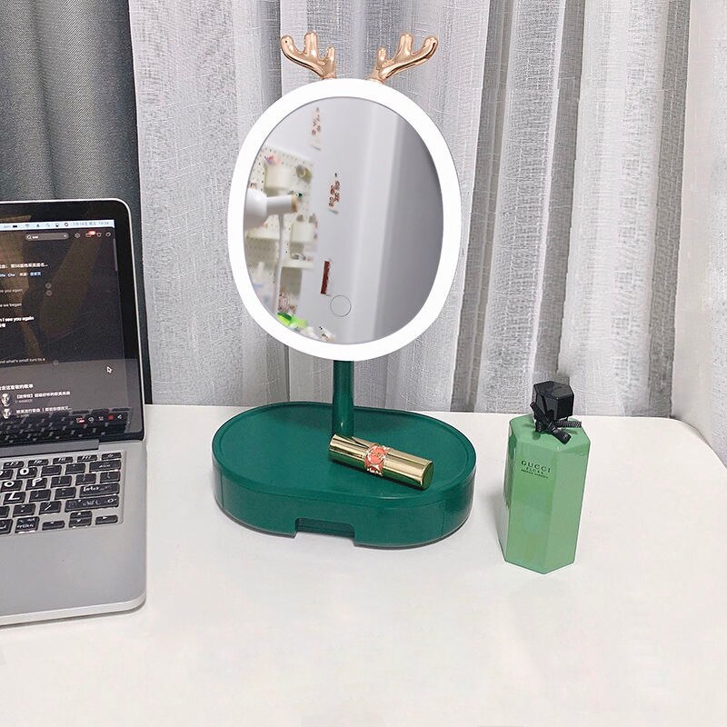 Mirror with light Led Cosmetic Light Makeup Vanity Cabinet Table Mirror Espejos Hand Round Decorative Mirrors Cute espelhos