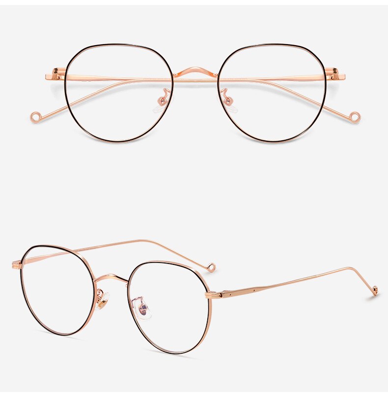 MUZZ B Titanium Women Men Eyeglasses Frames Myopia Hyperopia Prescription Eyewear Frames In The Mood GM Alloy Eyeglasses: black gold