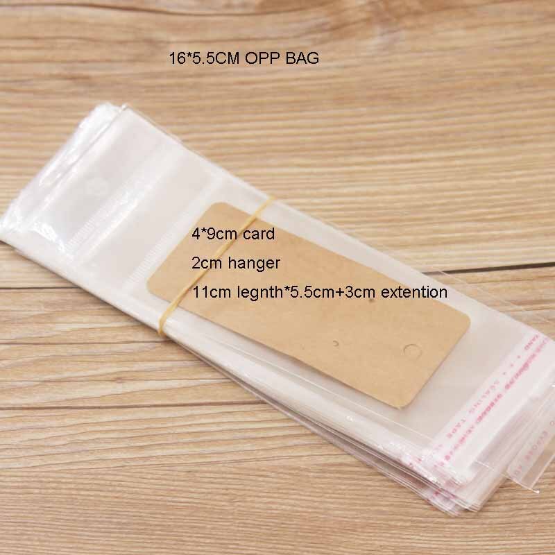 100PCS Storage Bags Transparent Self Adhesive Resealable Clear Poly Bags Packaging opp Bag jewelry card matching opp bags: 16x5.5cm