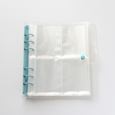 Glitter Transparante Koreaanse Leuke Ring Binder Notebook Tijdschriften Losbladige 3 Inch Kaart Fotoalbum Opslag Boek School Briefpapier: 3inch 4 grid blue