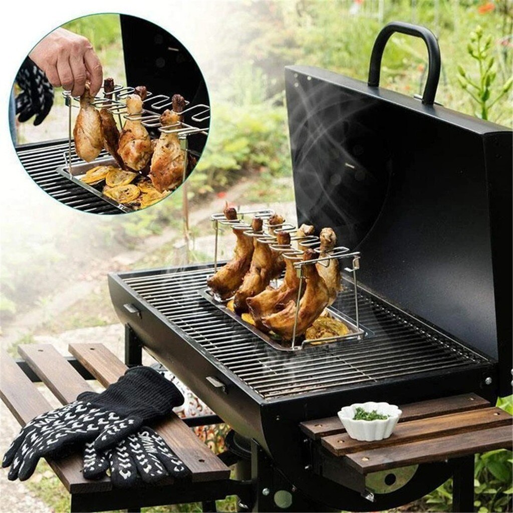 35 #12 Gaten Rvs Kip Vleugel Been Rack Grill Houder Rack Bbq Multifunctionele Kip Been Oven grill Rack Accessoires