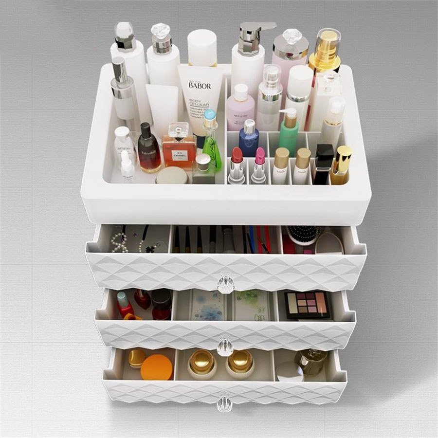 Large Novel Make Up Drawer Organizer Women Makeup Boxes Cosmetics Storage Box Female Jewelry Case Desktop Dresser Tidy Organizer