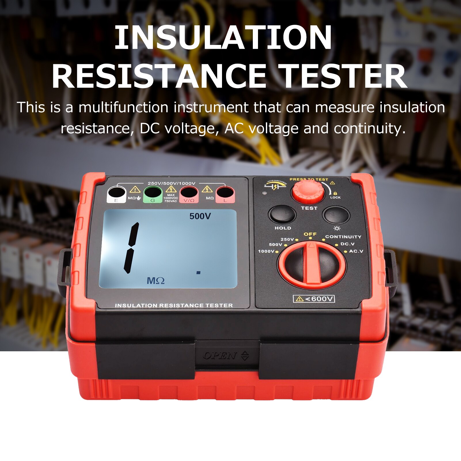 Digital Insulation Resistance Tester DC 250V/ 500V/ 1000V AC 750V Multifunction Insulation Resistance Meter Kit LCD Backlight