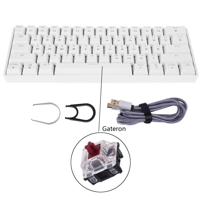 Pre-order GK61 SK61 61 Key Mechanical Keyboard USB Wired LED Backlit Axis Gaming Mechanical Keyboard For Desktop: WGateronR