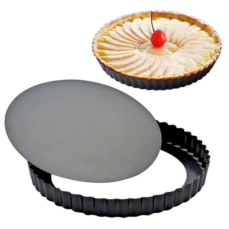 8/10/12 Inch Non-Stick Tart Pan Pie Pizza Pan Round Baking Quiche Pan Removable Loose Bottom Heavy Duty Bakeware Tools #6