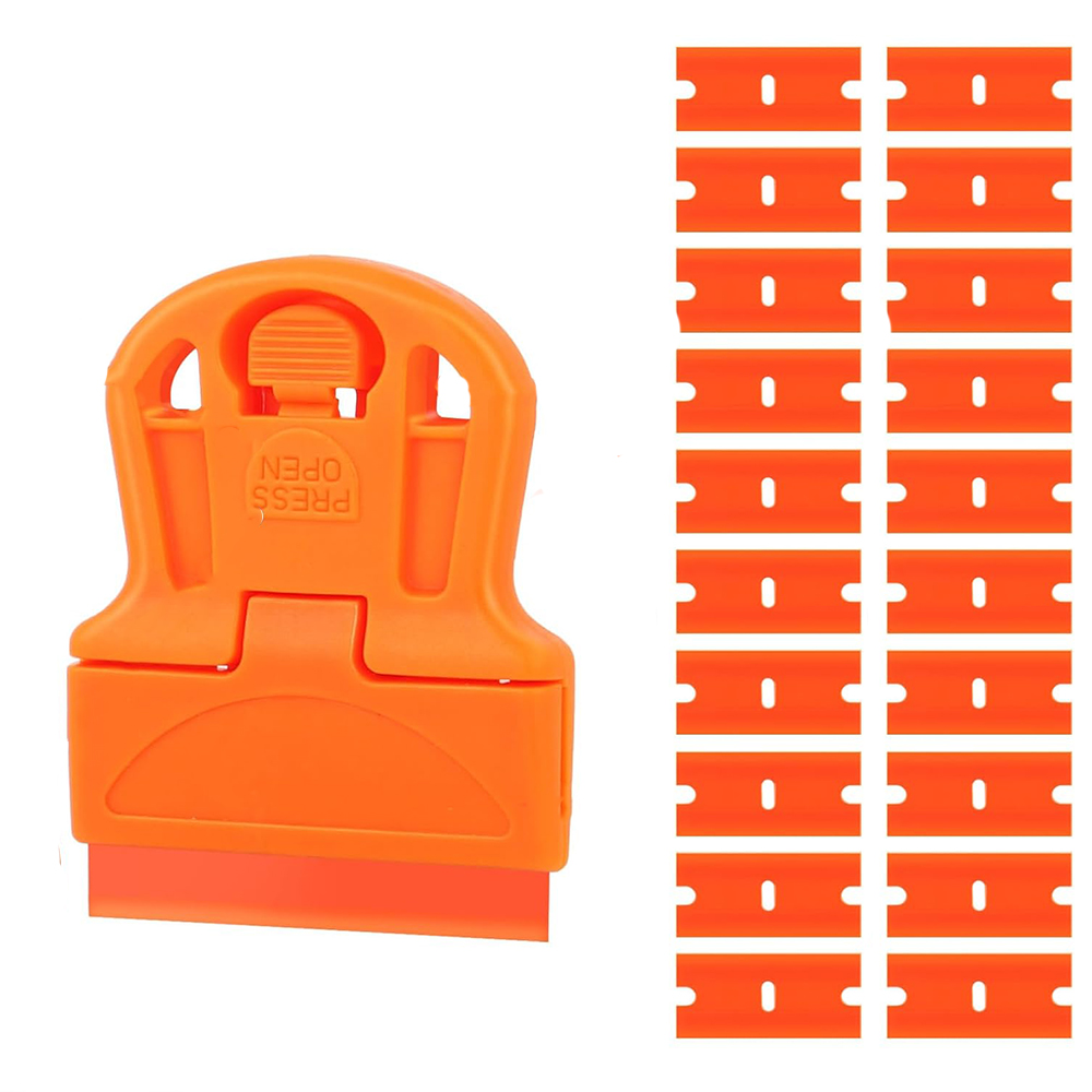 21 Stuks/Set Scheermesje Schraper Voor Autoruit Glas Schoonmaak Schep Lijm Stickers Remover Keramische Kookplaat Oven Schoon Vinyl Spatel: Goud