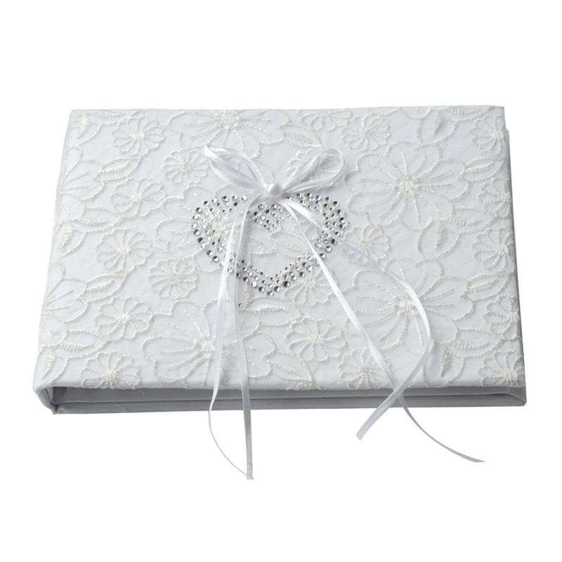 Gästbok vit spetsband skyltbok för bröllopsförlovningsfest