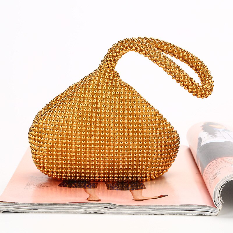 Gold Silver Rhinestone Bag Women Crystal Basket Handbag Small Square Evening Bag Bride Phone Makeup Party Totes Shoulder Bag: Gold