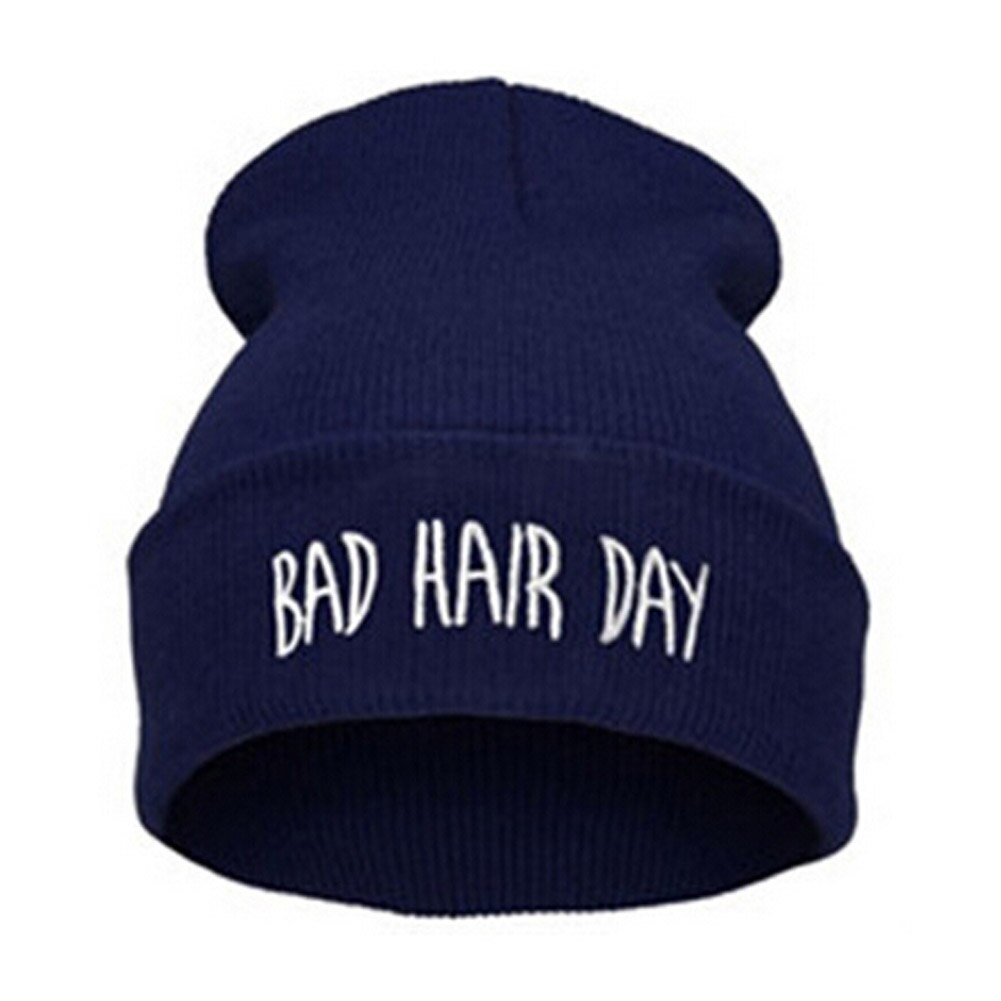 1pc letters winter lente bad hair day beanie pet mutsen voor vrouwen mannen gebreide skullies muts gorro feminino inverno: Nv