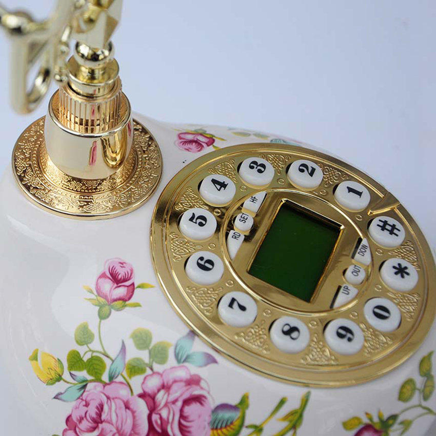 Botão de discagem telefone antigo, display lcd do vintage telefone clássico europeu retro telefone fixo para o escritório do hotel em casa