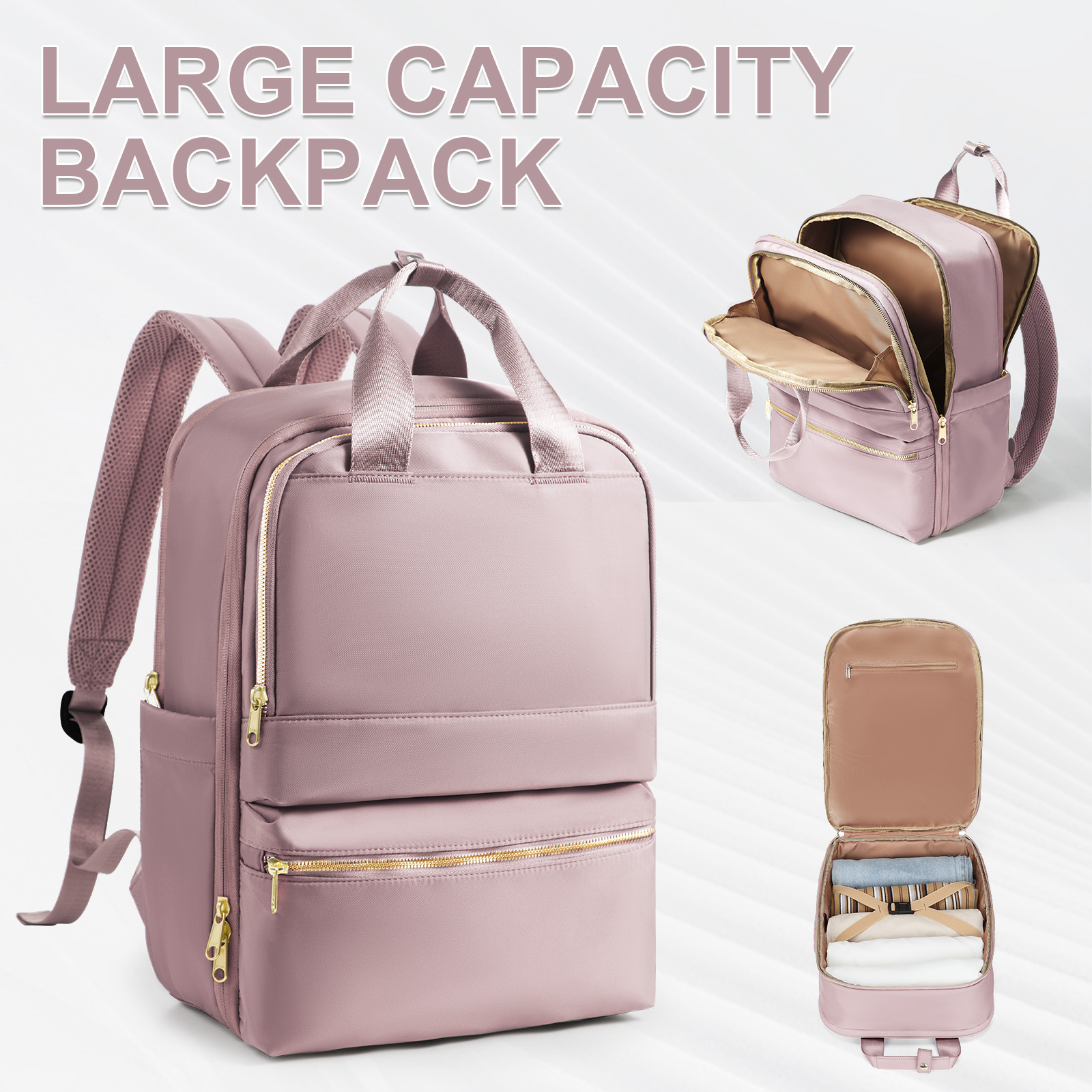 Mochilas de moda feminina para trabalho de negócios universitários, mochila de viagem elegante bolsa feminina mochila de lazer, mochila do professor: Bege