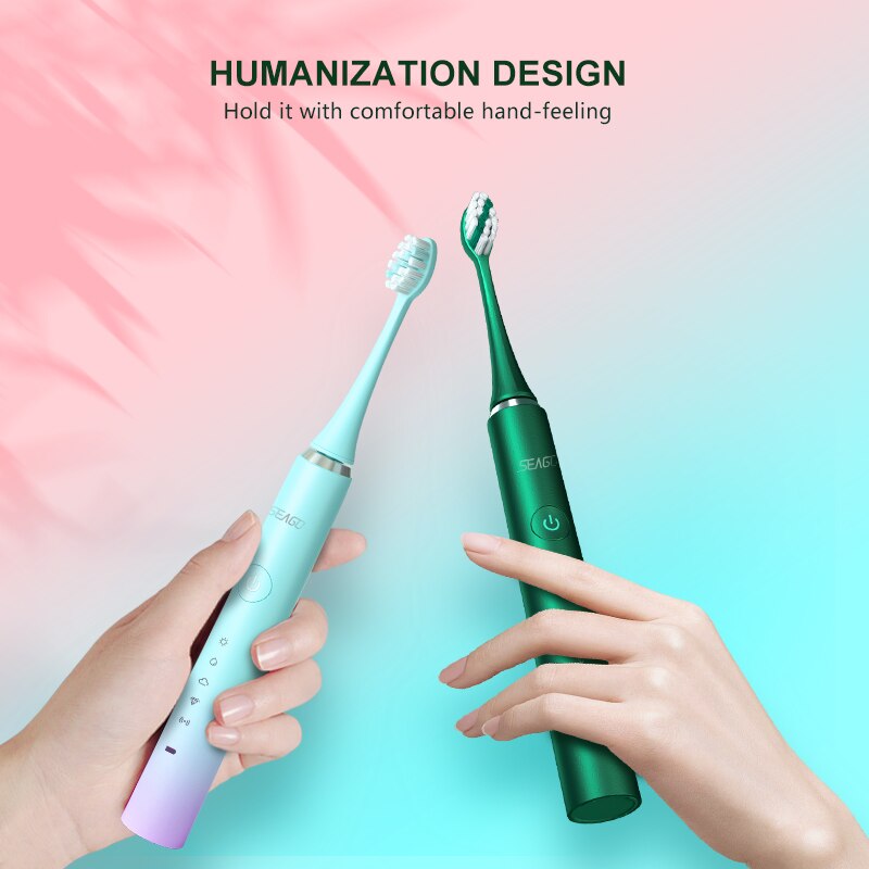 SEAGO – brosse à dents électrique Rechargeable pour adulte, sonique, étanche, 5 têtes, boîte de voyage, recommandé par le dentiste