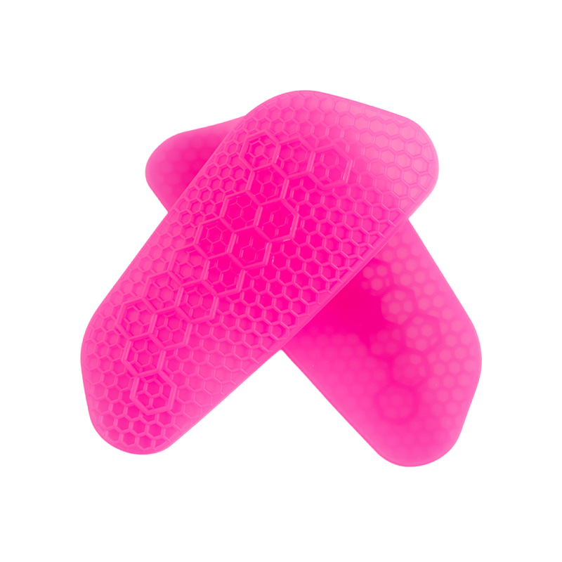 1 Pair Unisex Silicone Leg Protectors Shock Absorption Football Rugby Skiing Sports Shin Pads Football: Pink