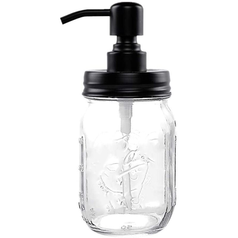 4-Pack Mason Jar Soap Dispenser Lid, Painted Black Rust Proof Lotion Dispenser Lid for Regular Mouth Mason Jar