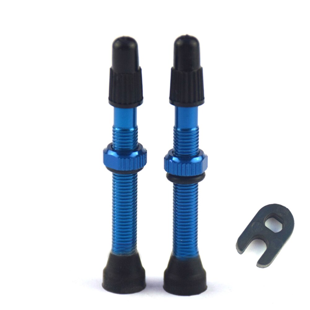 2Pcs 48/60/78mm MTB Road Bike Presta Valve Cap Bicycle Tubeless Tires Alloy Copper Presta Wheel Rim Valve Stems Dust Cover: Blue 60mm