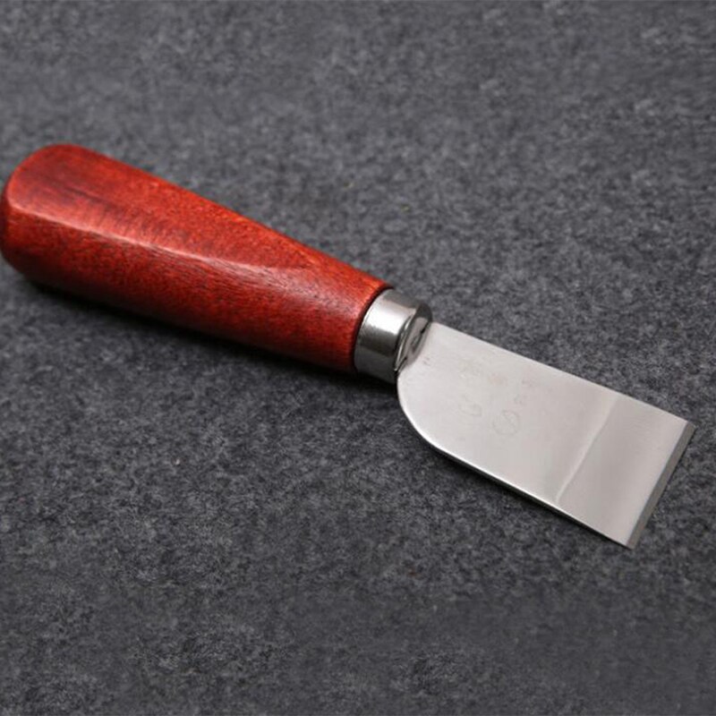 DIY Leathercraft Tool Wooden Handle Stainless Steel Leather Cutting Knife Leather Shovel Knife For Leather Working