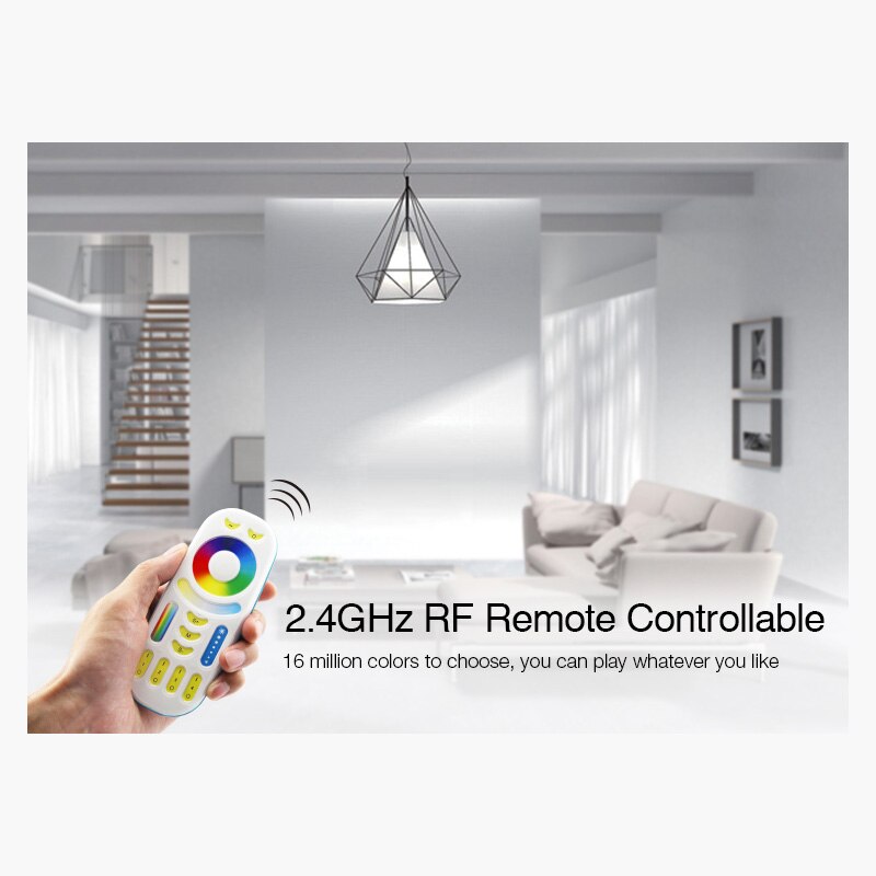 Miboxer DMX512 E27 9W RGB + CCT bombilla LED; DMX 512 transmisor LED; 2,4 GHz 4 zonas RGB + CCT remoto inalámbrico