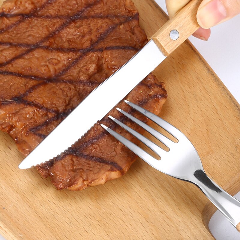 Silverware Set 304 stainless Wooden Handle Eco Friendly Cutlery Set Tableware Forks And Spoon Set Zero Waste Kitchen Supplies