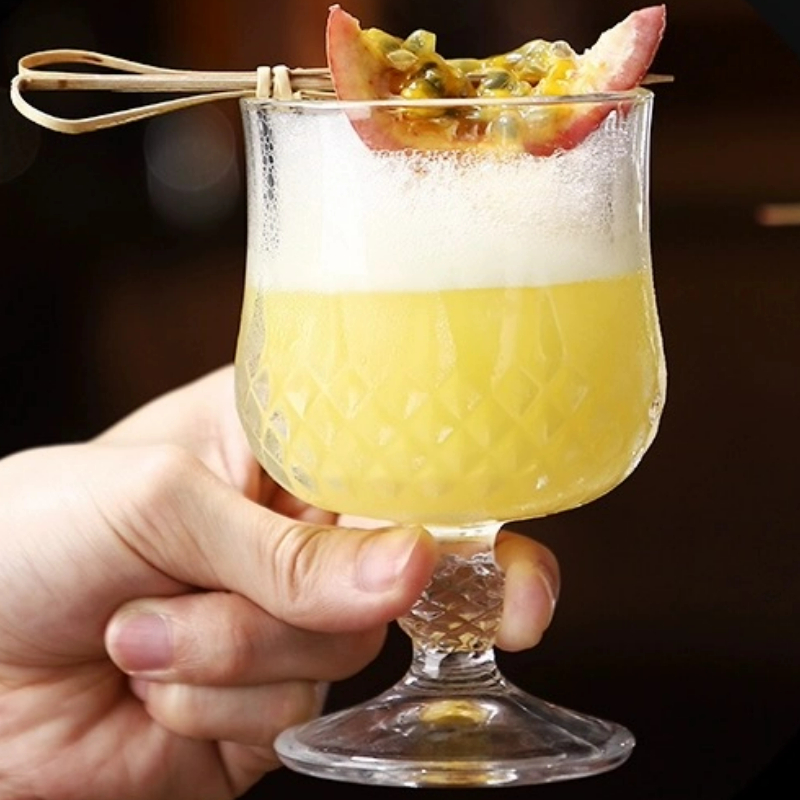 French Style Embossed Champagne Glass Cup Cocktail Glasses Cups Goblet Wine Glass Diamond Liqueur Glasses Drinkware