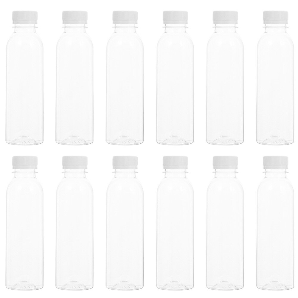 30pcs Durable Reusable Containers Empty Beverage bottles Clear Juice Jars With Lids Storage Plastic Beverage Drinking Bottles