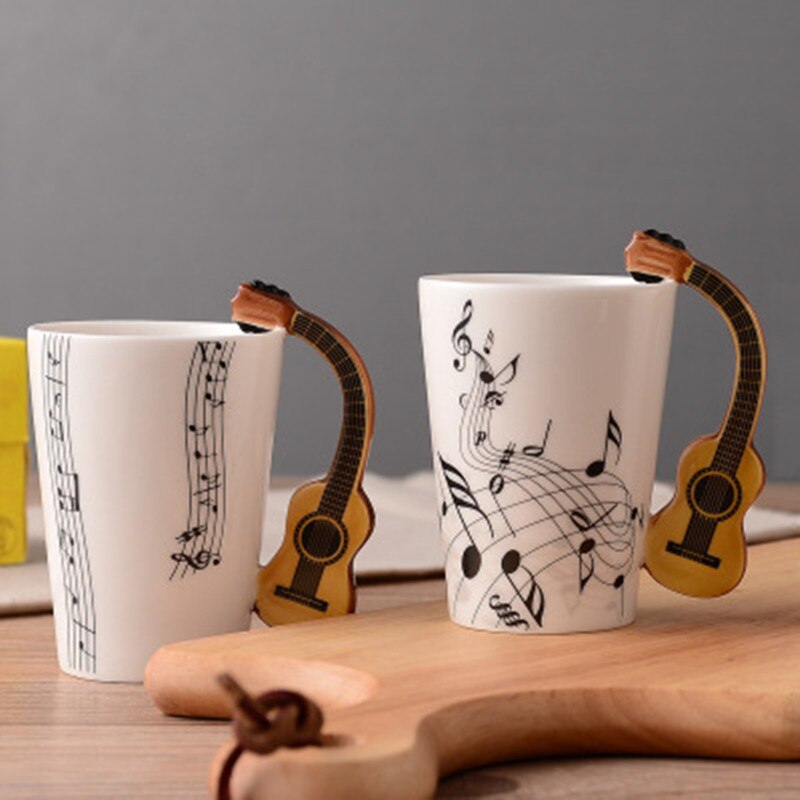 Teemukit musiikki kitara keraaminen muki kahvikuppi kahvalla mukit kahvikupit canecas tazas matkapullo