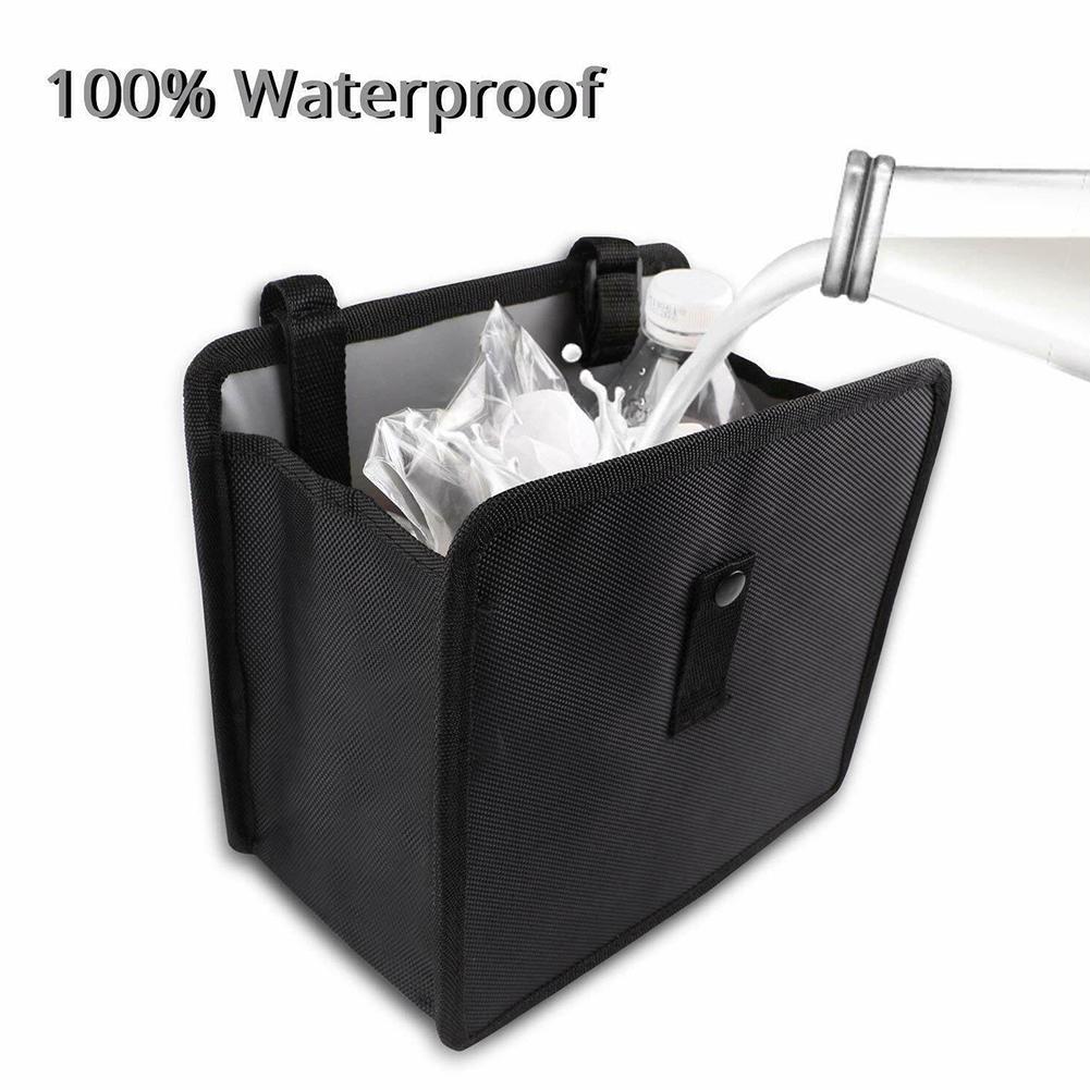 Oxford Cloth Car Garbage Organizer Folded Leakproof Trash Bin Bag with Cover Lid Hanging Traveling Foldable Leak Proof Trash Bag