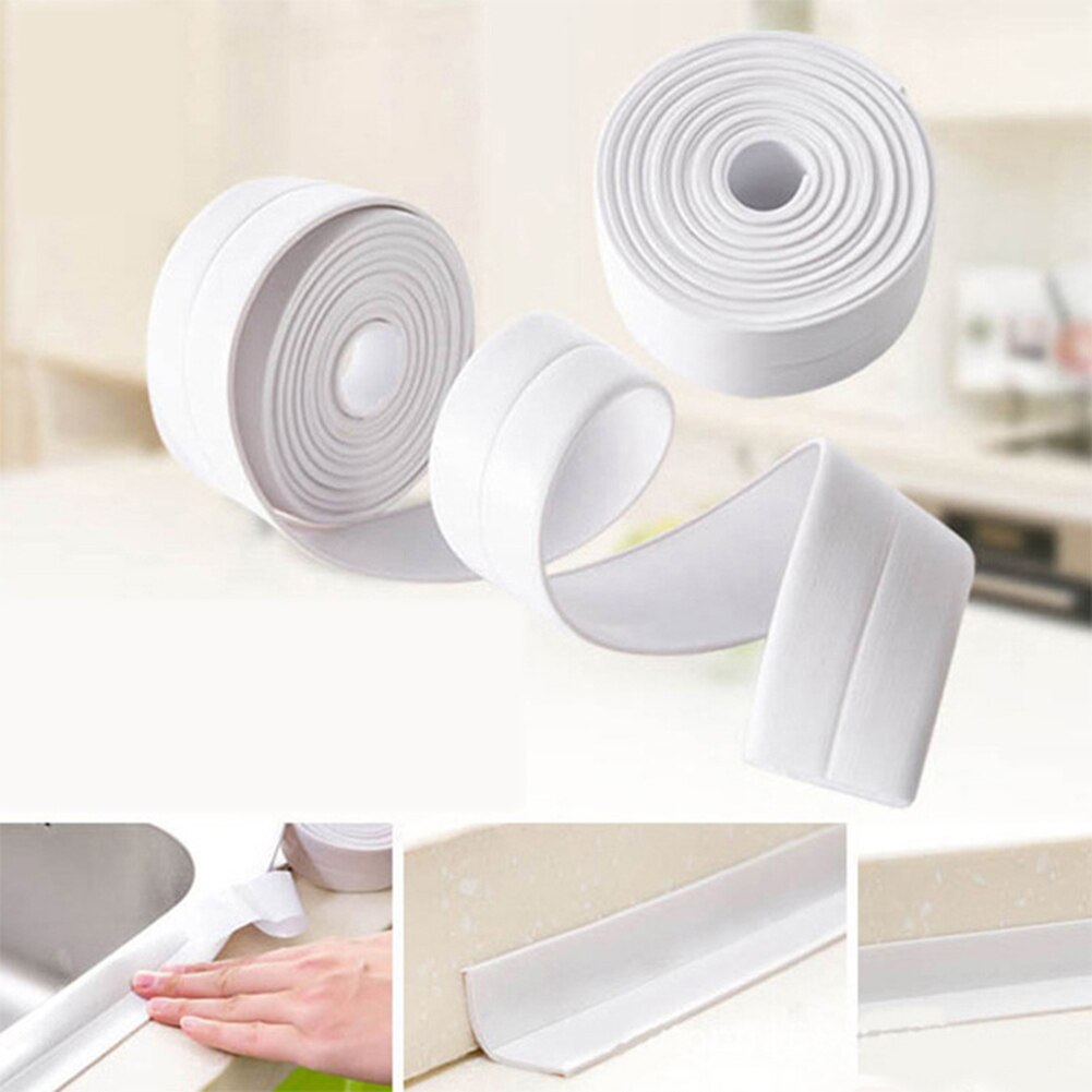 Self Adhesive Kitchen Ceramic Sticker Waterproof Anti-moisture PVC Sticker Bathroom Wall Corner Line Sink Stickers 2.2* 320cm