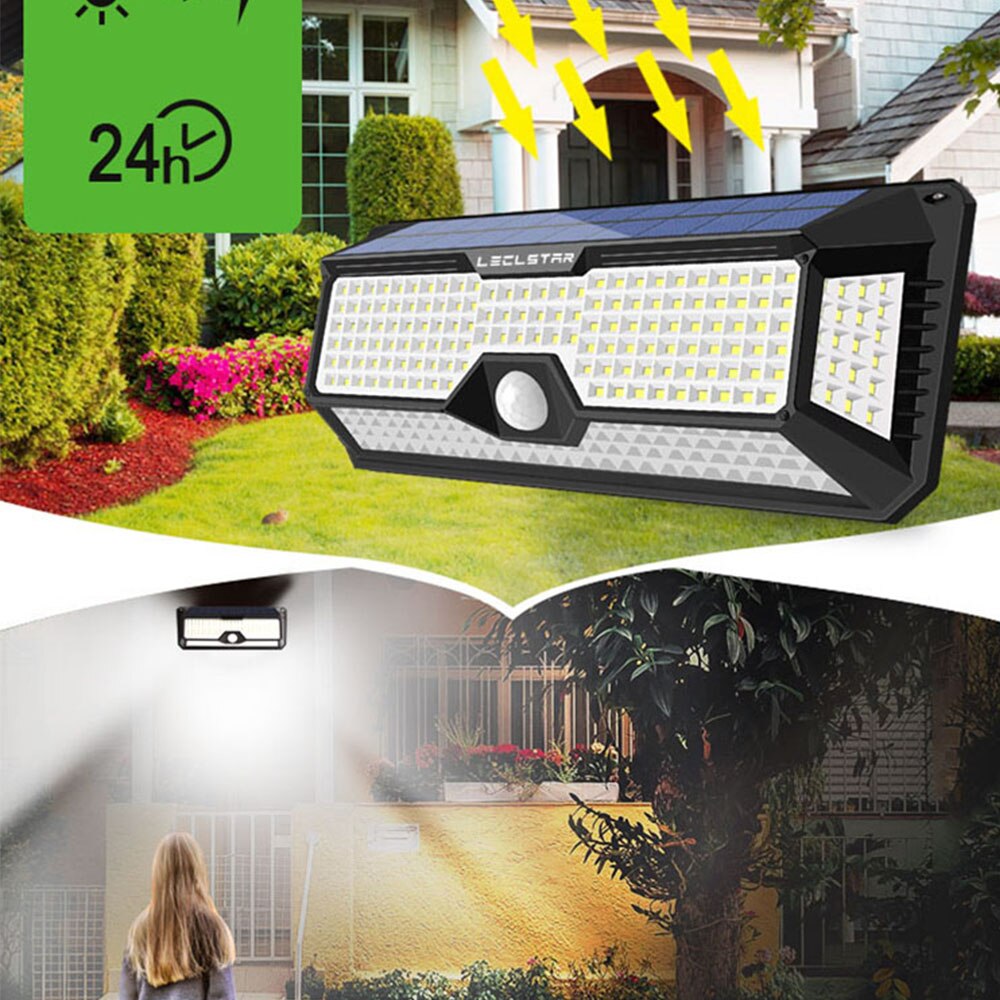 Waterdichte 128/268 Led Solar Lamp Motion Sensor Zonne-energie Lichten Outdoor Security Verlichting Voor Veranda/Tuin/Straat/wandlamp