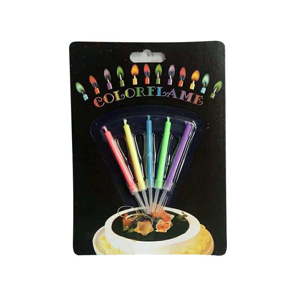 Bougies à gâteau de mariage # Y5 5 pièces/paquet | Fournitures pour fête d'anniversaire, décoration de Dessert à la flamme colorée multicolore # Y5