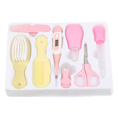 8 stk/sæt baby sundhedspleje kit bærbart nyfødt baby plejesæt negleklipper saks hårbørste kam sikkerhedspleje sæt babypleje