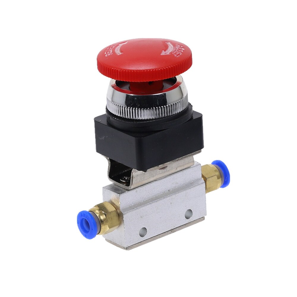 1PCS Red Mushroom Cap Emergency stop Button Self Lock 2 Position 3 Way Air Pneumatic Mechanical Valve MOV-3 1/8" Thread