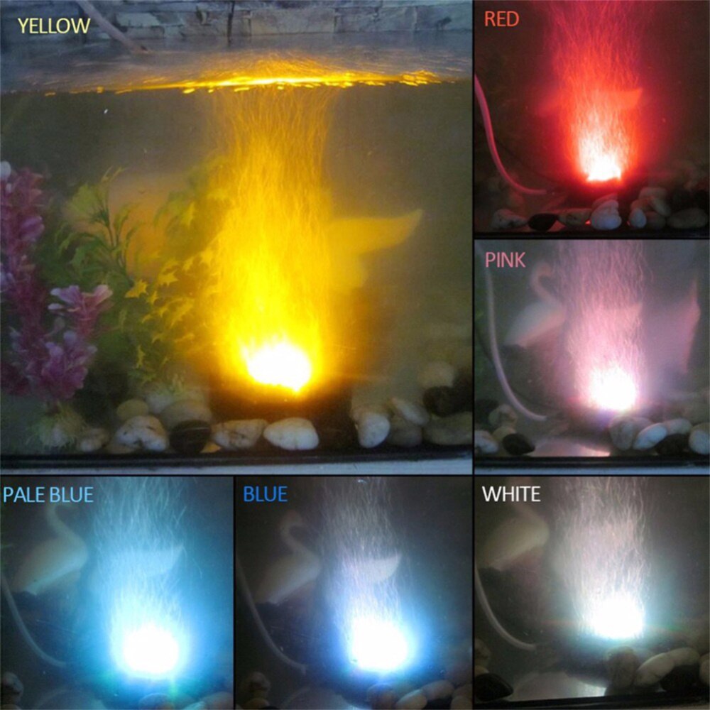 LED Aquarium Fish Tank Light Air Bubble Lights Submersible Underwater Lamps Colorful Waterproof Light Round Disc Light with US