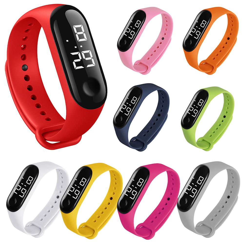 M3 Children Solid Color Adjustable Strap LED Digital Electronic Wrist Watch