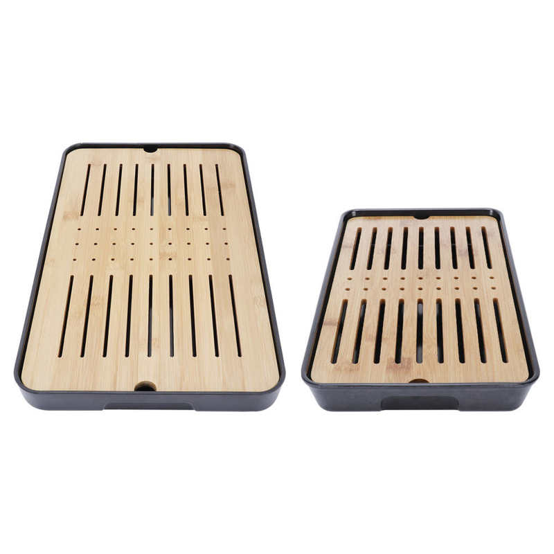 Rectangle Bamboo Tea Tray Teapot Mat Serving Tray Draining Board Tea Set Home Kitchen Use