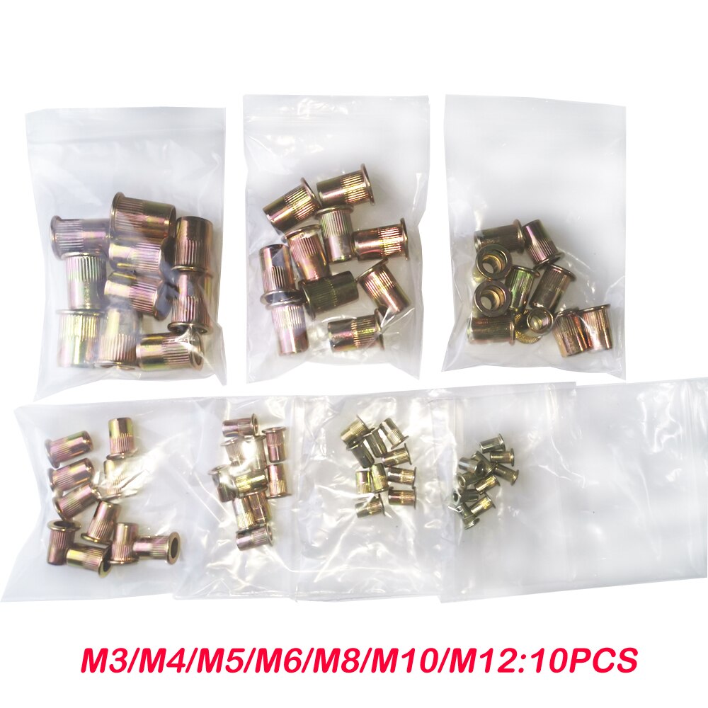 Allsome BT-607 Rivet Nut Tool Hand Blind Klinkhamer Hand Klinkhamer Rivet Gun Met 7 Metric Opspandoorns 70 Pcs Rivnuts
