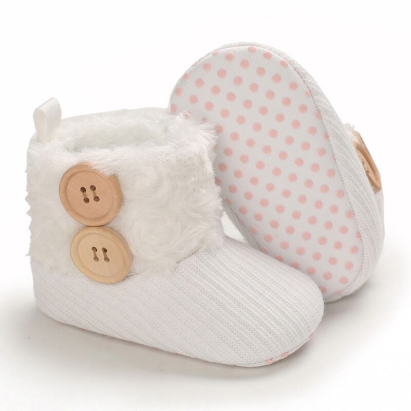 Baby Laarzen Mooie Warme Knoppen Baby Schoenen Zachte Slippers Leuke Schoenen Antislip Baby Warm Schoenen: Blauw / 12-18M