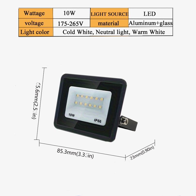 Projecteur LED projecteurs extérieurs étanche IP66 220V 10W 20W 30W 50W 100W 150W 200W 300W éclairage extérieur de panneau d'affichage d'usine: S / Blanc froid