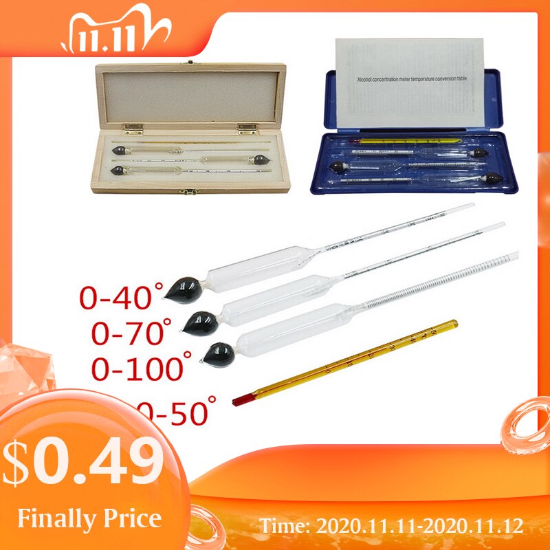 Termometer vinmätare vintage alkoholkoncentrationsmätare verktyg hydrometer alkoholmätare 0 to 100%  alkoholmätare 4 st